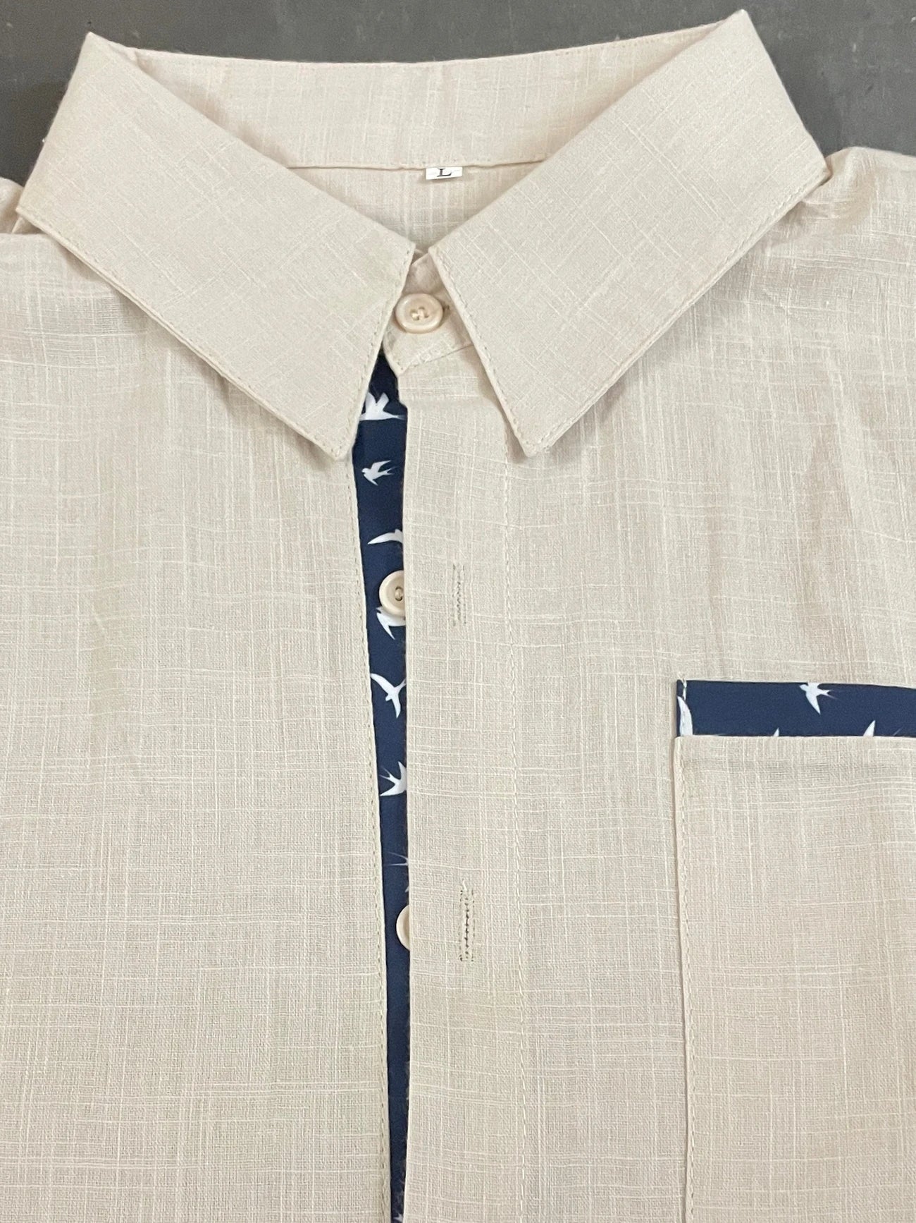 Chemise Élégante À Imprimé Oiseau Mignon